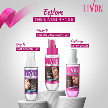 Livon Hair Serum, For Dry & Frizzy Hair | Provides shine , smoothness & damage protection| Leave in serum for women & Men| With Vitamin E & Argan Oil | 100ml
